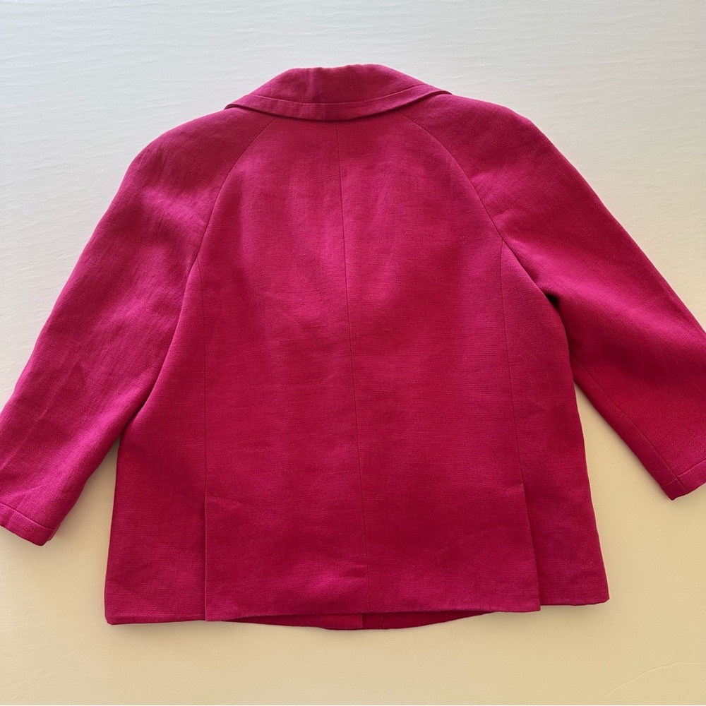 Talbots Linen Jacket Women's Size 14 Pink Jackie Fit 3-Button Lined Pockets - Picture 5 of 16